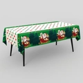 Christmas tablecloth with Santa Claus on sleigh and red green polka dot pattern - Christmas Tablecloth - Santa Sleigh (137x183cm)