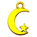 Antique gold finish celestial charm featuring a crescent moon and star for DIY jewelry - Moon Star (13570)