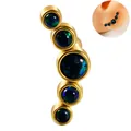 Gold plated stainless steel ear climber with five graduated blue-green round opal stones - Gold - OP19 Opal Curved