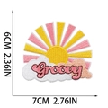 Detailed size measurement of Groovy sun and clouds embroidered iron-on patch - Sun & Cloud 'Groovy' (W9HD-12-06)