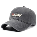 Casquette de baseball en coton délavé gris anthracite avec broderie EKGW mode - Réglable / Gris