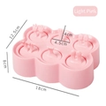 Silikon-Eisform in Hellrosa mit sechs Cartoon-Griffen und genauen Maßangaben im Bild - Rechteck Tierstil - Rosa