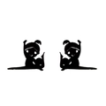 Minimalist black silhouette earring in cute twin-tail girl shape with glossy finish - Gymnastics 2 / Black