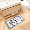 Absorbent plush bath mat with cartoon bunny design placed on bathroom wooden floor - Heartbeat Rabbit / Vanity Mat 40*80cm