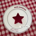Red velvet star pendant 8x8cm decoration for Christmas tree and DIY crafts - Star-01 (Red)