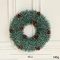 Couronne de Noël de 45cm avec aiguilles de pin vertes et 10 pommes de pin - Style Pomme de Pin 45CM (Sans Lumière)