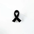 Cute Japanese style black ribbon enamel brooch pin with silver trim and minimalist design - Black