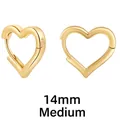 Polished 18K gold plated heart-shaped hoop earrings in medium size 14mm diameter - Heart 14mm