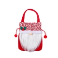 Rode Kerstcadeautas met witte gebreide rand en pluchen baard detail - Rode Baard Cadeauzak