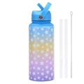 Borraccia termica in acciaio inox sfumato blu-giallo-viola con cannuccia e kit pulizia - Blu Mare 33A