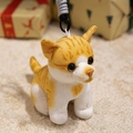 Cute orange and white striped cat plush keychain with a grey braided strap for bags - Yellow Cat / 15CM