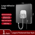 Heavy duty transparent wall hook with 7x7cm square adhesive base and metal hook - Transparent Large Hook 50 Silk 6.5*6.5cm / Clear