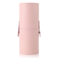 Roze PU-lederen cilindrische make-up borstelhouder met litchi textuur en metalen drukknopen - Knopsluiting Koker / Roze