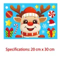Detailed sheet of 14 cartoon Christmas window stickers featuring reindeer and gift boxes - Model 20 Reindeer Gifts