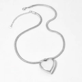Collana a catena serpente in acciaio inossidabile argento con ciondolo a cuore 3D - Cuore d'Argento (PDD956)