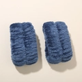 Deep blue plush microfiber wrist washbands made of soft absorbent coral fleece - A Pair Of Navy Blue Dresses (sewn With 3 Hand-stitched Threads)