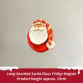 3D embossed Santa Claus magnet in classic red and white colors, height 10cm - Long-bearded Santa Claus