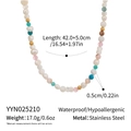 Detail view of 18K gold-plated stainless steel necklace with natural stones and pearls - Multicolored Style (YYN025210)