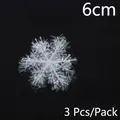 Glittering 6cm plastic snowflake ornaments for Christmas decor, set of 3 pieces - 6cm (3pcs/pack)