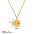Luxury 18K gold stainless steel necklace with textured moon and heart pendant and sizing - Round Moon Star Style (TN3229-1)