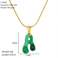 Collar de letra A en acero inoxidable chapado en oro de 18K con esmalte verde goteo - Letra A(S640G-002-A)