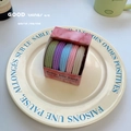 Colorful high-elasticity hair ties set in a pink box on a ceramic tray - Green Purple Blue 5 Pcs Set