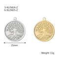 Set of 25mm Tree of Life pendants in gold and silver finish stainless steel - Style 12
