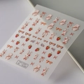 Süße 5D Relief-Nagelaufkleber mit Retro-Hasen, Goldbogen und Erdbeere-Designs - Retro-Kaninchen-Stil(TS-264)