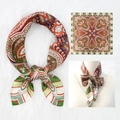 70x70 vintage Paisley silk scarf featuring elegant red, green, and navy blue patterns - 70*70cm / Red Green Paisley (05)