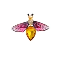 Golden insect brooch featuring a yellow teardrop gem and pinkish-purple gradient wings - KC Gold Yellow Gem Pink Wing Bee