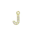 Golden letter J pendant accessory with white zircon stones and small ring closure - Letter J / Gold