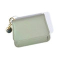 Minimalist light green PU leather wallet with litchi texture and gold pendant - Green