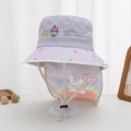 Detail of purple quick-dry sun hat showing adjustable chin strap and long neck flap - 52cm (2-5 Years) / Light Purple