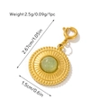 Golden round pendant with light green stone inlay and radial textured details - Pendant (Light Green Aventurine Style 9)