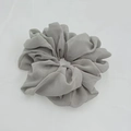 Close-up of a grey chiffon elastic hair scrunchie with soft fabric texture on white background - Grey (6-4)