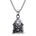 Dettaglio del ciondolo a campana con teschio vintage con texture in metallo retrò - Colore Acciaio + Fibbia per Ciondolo (GBK-009)