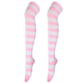 Cute pink and white striped over-the-knee knit socks for women in a lolita style - Pink White Stripes