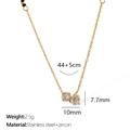 Elegante goldene Edelstahlhalskette mit runden und tropfenförmigen Zirkonia-Anhängern - Gold Stil (XL344WEG)