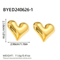 Polished golden puffy heart stud earrings set for women measuring 2.96cm wide - Gold Large Polished Heart Earrings (BYED240626-1)
