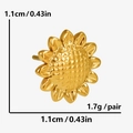 Macro shot of gold sunflower stud earrings with detailed 1.1cm petals and textured center - Gold