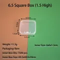 Transparent square PP plastic organizer box with snap lid for DIY stationery and nail art - New 6.5cm Square Box Height 1.5cm