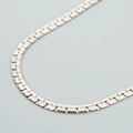Collana piatta a catena serpente argento con trama verticale e finitura metallica - Color Acciaio