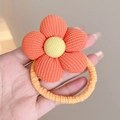 Süßes Sonnenblumen-Haargummi für Mädchen mit orangefarbenen Blüten aus Cordstoff - Orange Karoblume