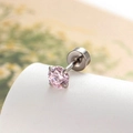 Exquisiter 4mm Ohrstecker mit pinkfarbenem Zirkonia und Silber-Finish - Hellrosa (1 Stück)