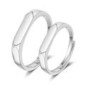 Minimalist silver-plated couple rings with geometric faceted design and open adjustable fit - Ql019 / Male Style