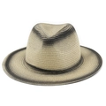 Detail of woven straw fedora with grey gradient finish on a plain white background - M (56-58cm) / Grey Beige Gradient (02)