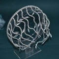 Detailed shot of silver bridal headband with crystal rhinestones and vine pattern - A491 / Silver