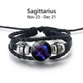Bracelet multicouche en cuir Sagittaire avec cabochon en verre luminescent - Sagittaire