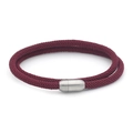 Minimalist burgundy braided cord bracelet with silver magnetic metal clasp for students - Burgundy