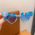 Kids heart sunglasses with blue gradient lenses and Elsa character design - Blue Heart Glitter Style